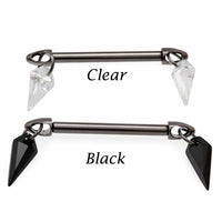 Push Fit Dangle CZ Titanium Nipple Bar 12g, 16g, 14g