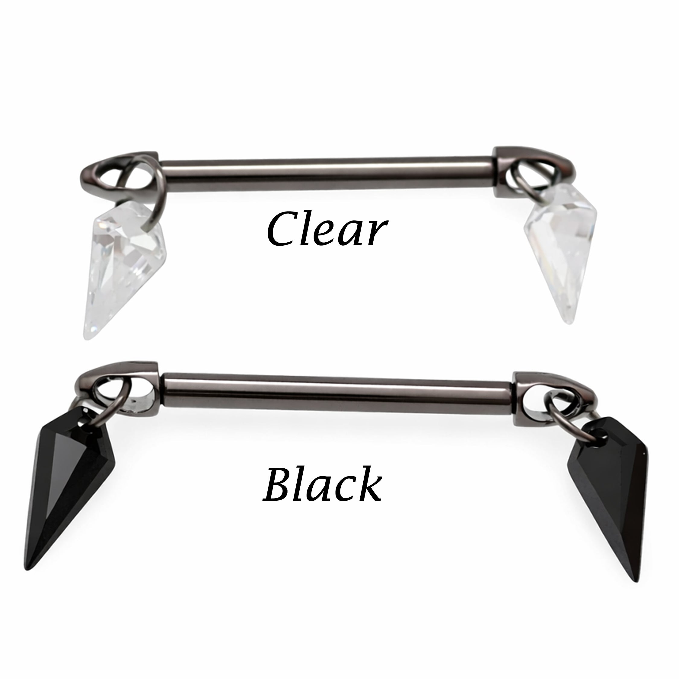 Push Fit Dangle CZ Titanium Nipple Bar 12g, 16g, 14g