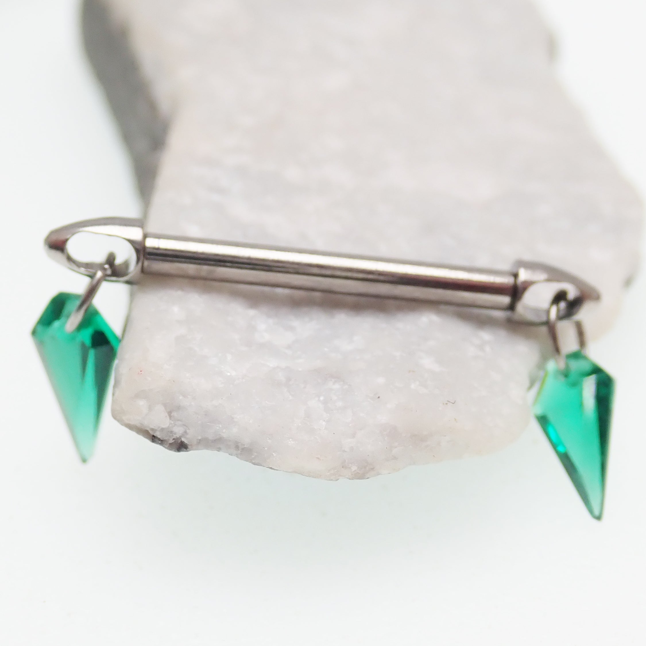 Push Fit Dangle CZ Titanium Nipple Bar 12g, 16g, 14g