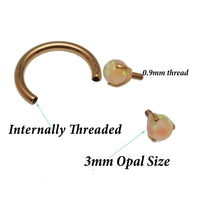 16G 8MM Gold Titanium Fire Opal Horseshoe ear/nose piercing