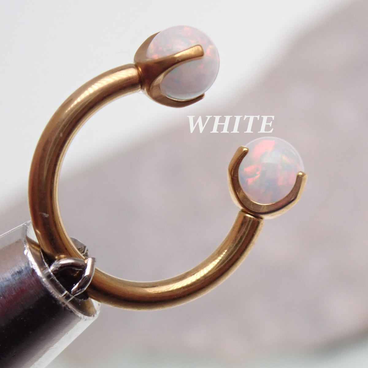16G 8MM Gold Titanium Fire Opal Horseshoe ear/nose piercing