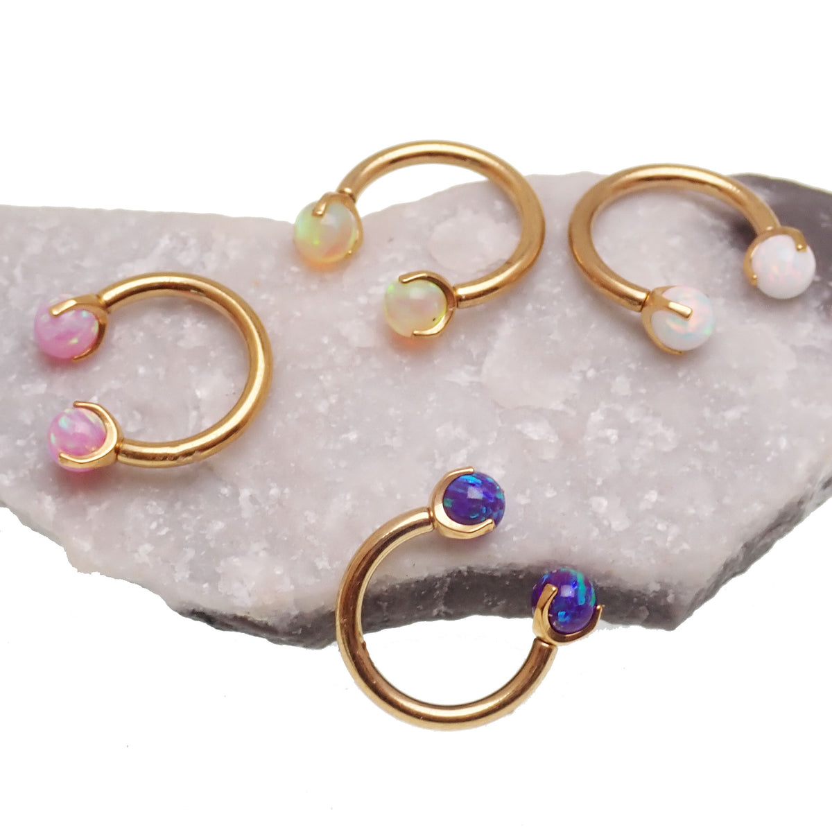 16G 8MM Gold Titanium Fire Opal Horseshoe ear/nose piercing
