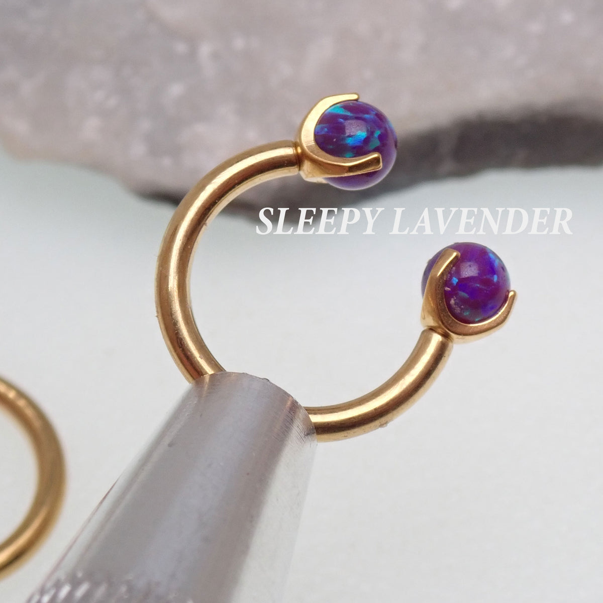 16G 8MM Gold Titanium Fire Opal Horseshoe ear/nose piercing