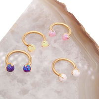 16G 8MM Gold Titanium Fire Opal Horseshoe ear/nose piercing
