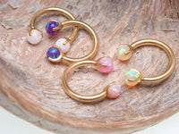 16G 8MM Gold Titanium Fire Opal Horseshoe ear/nose piercing