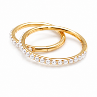 Pearl PVD Titanium Hinged Clicker Ring 16g
