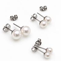 Implant Titanium Pearl Earrings 20g Pair