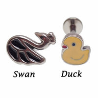 Implant Titanium Duck/ Swan Push Fit Flatbacks, 20g, 18g, 16g, 14g