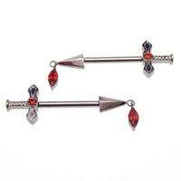 Implant titanium Detailed Dagger Nipple Piercing, push fit 12g 14g 16g