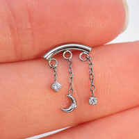Implant Grade Titanium Dangle Moon Hidden Helix Push-Fit Flatback Piercing