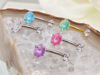 14G Titanium Belly Ring CZ Eye Stone
