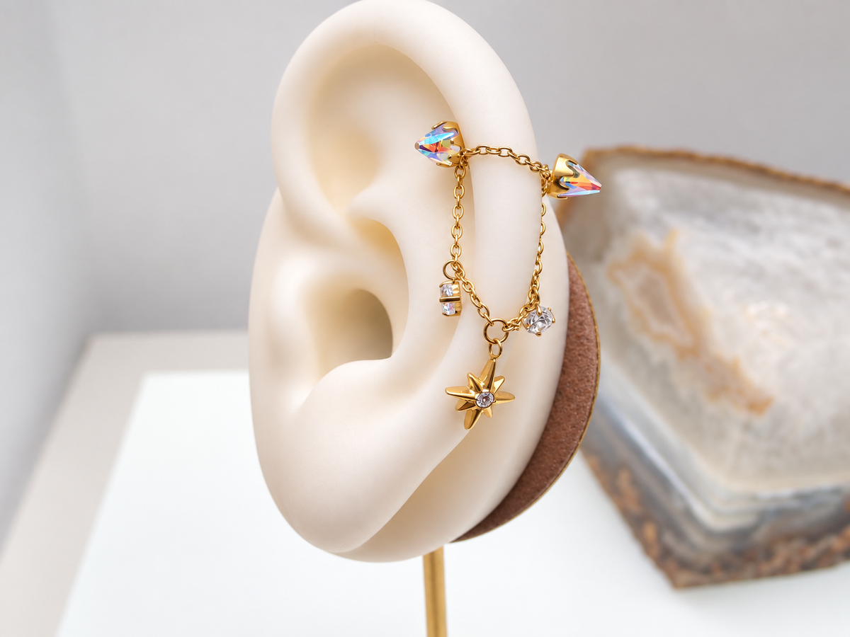 Add On piercing double chain Titanium