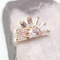 Implant Titanium CZ Sunrise Flatback Piercing, Internally Threaded 18g, 16g, 14g