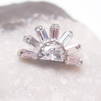 Implant Titanium CZ Sunrise Flatback Piercing, Internally Threaded 18g, 16g, 14g