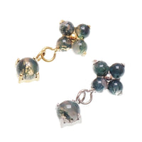 Implant Titanium Moss Agate Flatback Piercing, Internally Threaded 18g, 16g, 14g