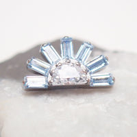 Implant Titanium CZ Sunrise Flatback Piercing, Internally Threaded 18g, 16g, 14g