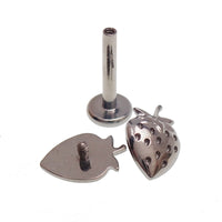 Strawberry Titanium Flatback/ Labret Piercing 18g, 16g, 14g