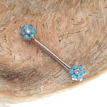 Flower Opal Push Fit threadless swap out Nipple Bar 16g, 14g, 12g