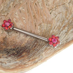 Flower Opal Push Fit threadless swap out Nipple Bar 16g, 14g, 12g