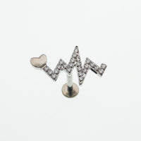Heart Beat Titanium Flatback/ Labret Piercing 18g, 16g, 14g