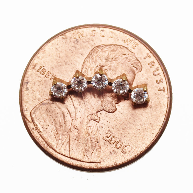 Curved Cubic Zirconia Titanium Flatback/ Labret Piercing 18g, 16g, 14g