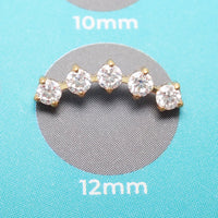 Curved Cubic Zirconia Titanium Flatback/ Labret Piercing 18g, 16g, 14g