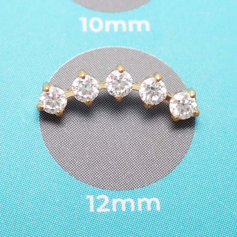 Curved Cubic Zirconia Titanium Flatback/ Labret Piercing 18g, 16g, 14g