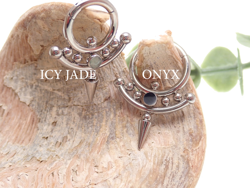 Onyx  or Icy Jade Spike Titanium Clicker 16g, 14g
