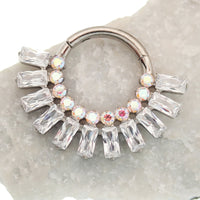Clear & AB Titanium Clicker 16g - Body Clickers Body Jewelry