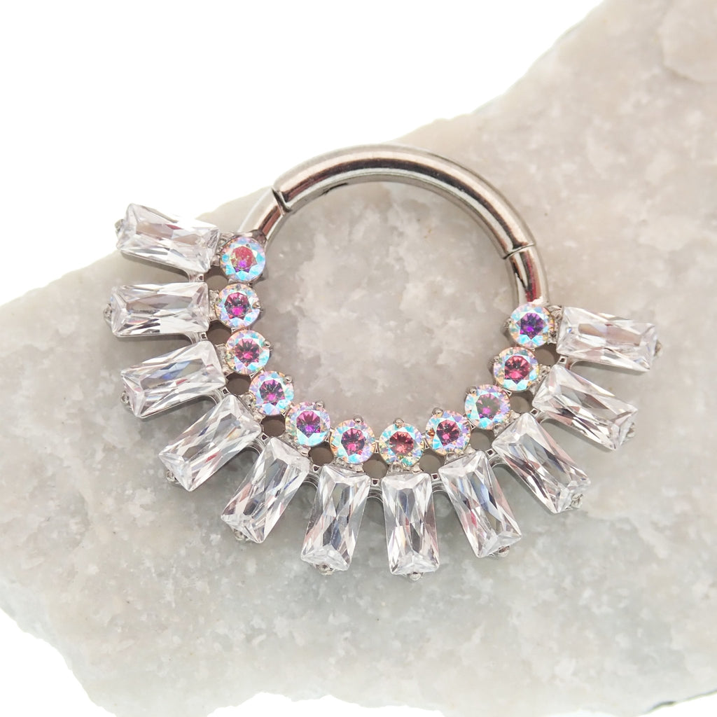 Clear & AB Titanium Clicker 16g – Body Clickers Body Jewelry