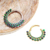 Galaxy  Fire opal & Emerald  CZ  Titanium Clicker 16g