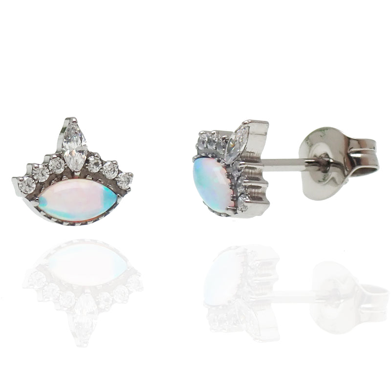 Titanium Oplaite  CZ Eye Crown Earrings