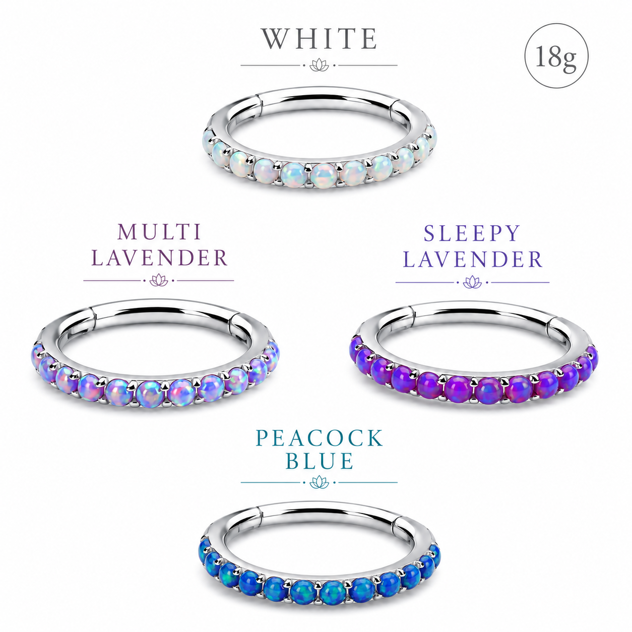 Titanium Fire Opal Hinged hoop Clicker 18g