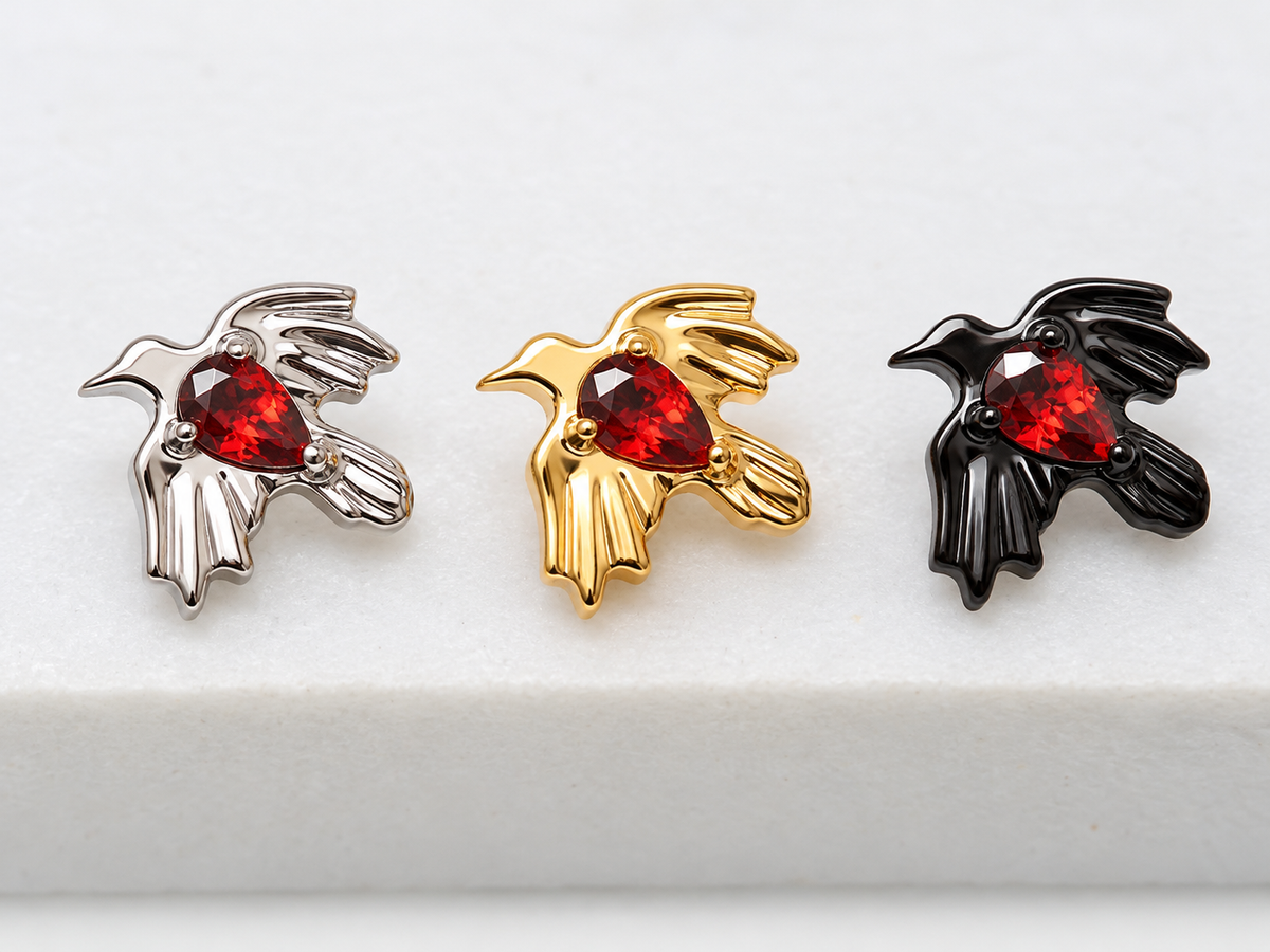 Raven Ruby CZ Implant Titanium flatback piercing