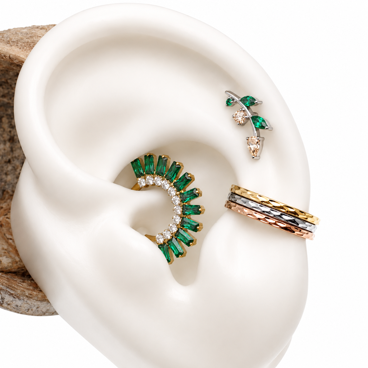 Titanium Vine CZ Flatback Piercing- Internally Threaded