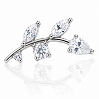 Titanium Vine CZ Flatback Piercing- Internally Threaded