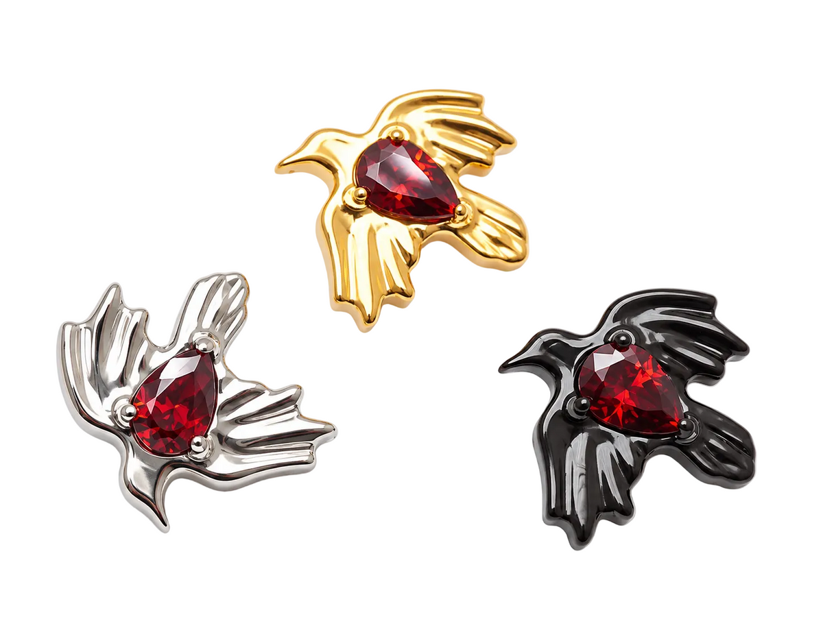 Raven Ruby CZ Implant Titanium flatback piercing