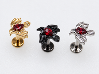 Raven Ruby CZ Implant Titanium flatback piercing