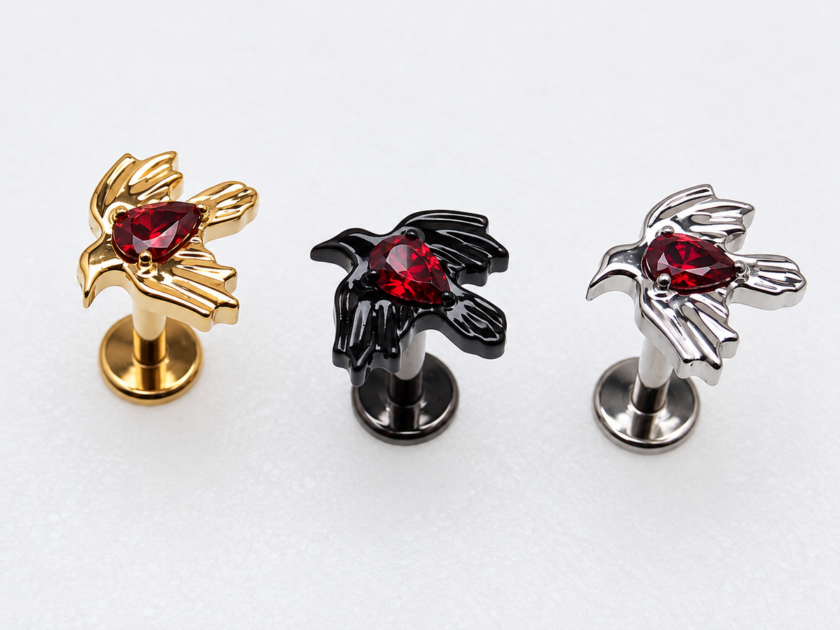 Raven Ruby CZ Implant Titanium flatback piercing