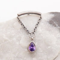 Hidden Helix Amethyst CZ Chain Titanium Flatback 18g, 16g, 14g