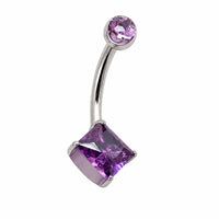 Natural Amethyst Stone Implant Titanium Belly bar 14g 10mm