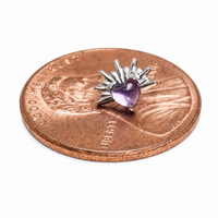 Implant Titanium Amethyst Sun Flatback Piercing, 18g/16g/14g- 0.9mm thread