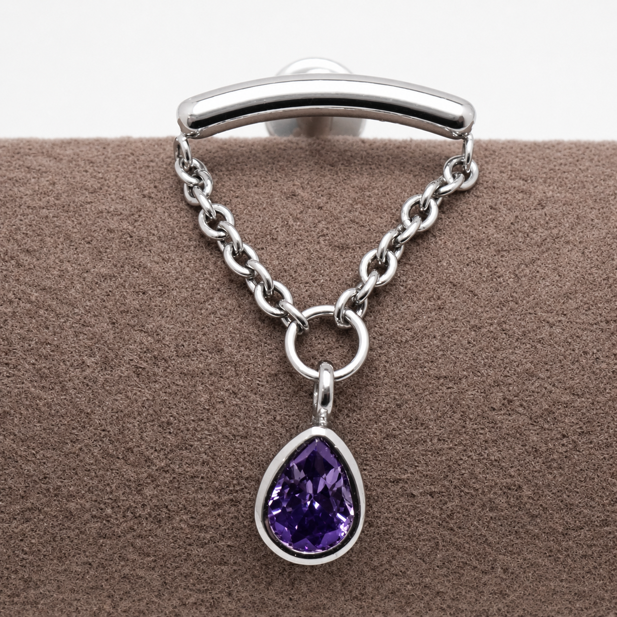 Hidden Helix Amethyst CZ Chain Titanium Flatback 18g, 16g, 14g