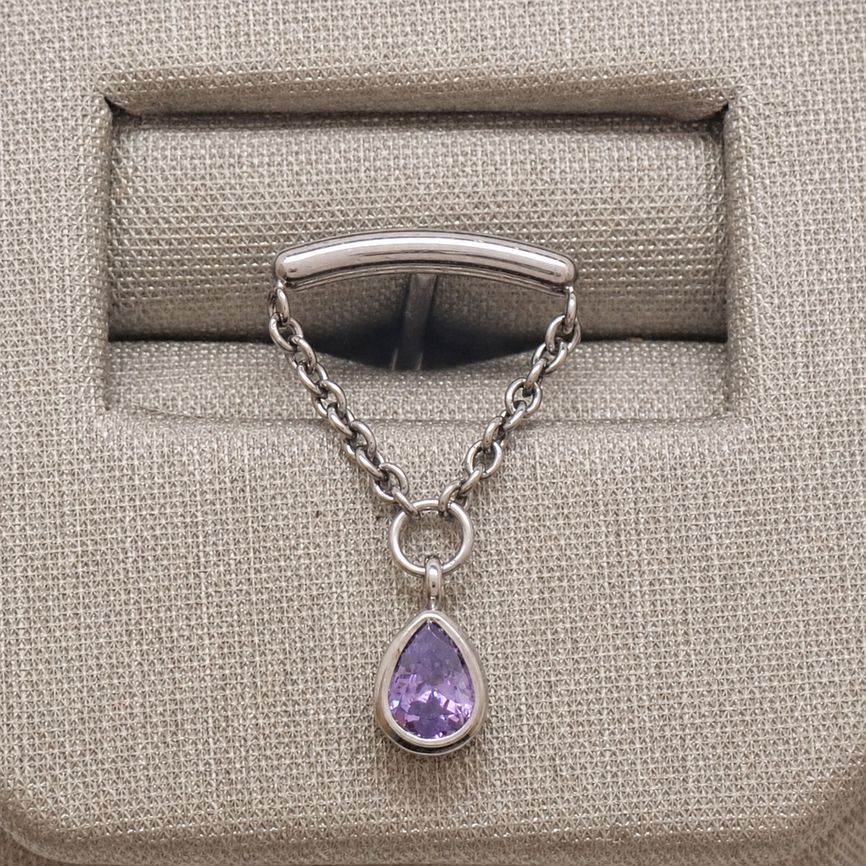 Hidden Helix Amethyst CZ Chain Titanium Flatback 18g, 16g, 14g