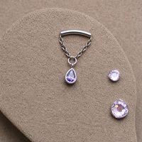 Hidden Helix Amethyst CZ Chain Titanium Flatback 18g, 16g, 14g