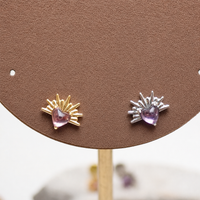 Implant Titanium Amethyst Sun Flatback Piercing, 18g/16g/14g- 0.9mm thread