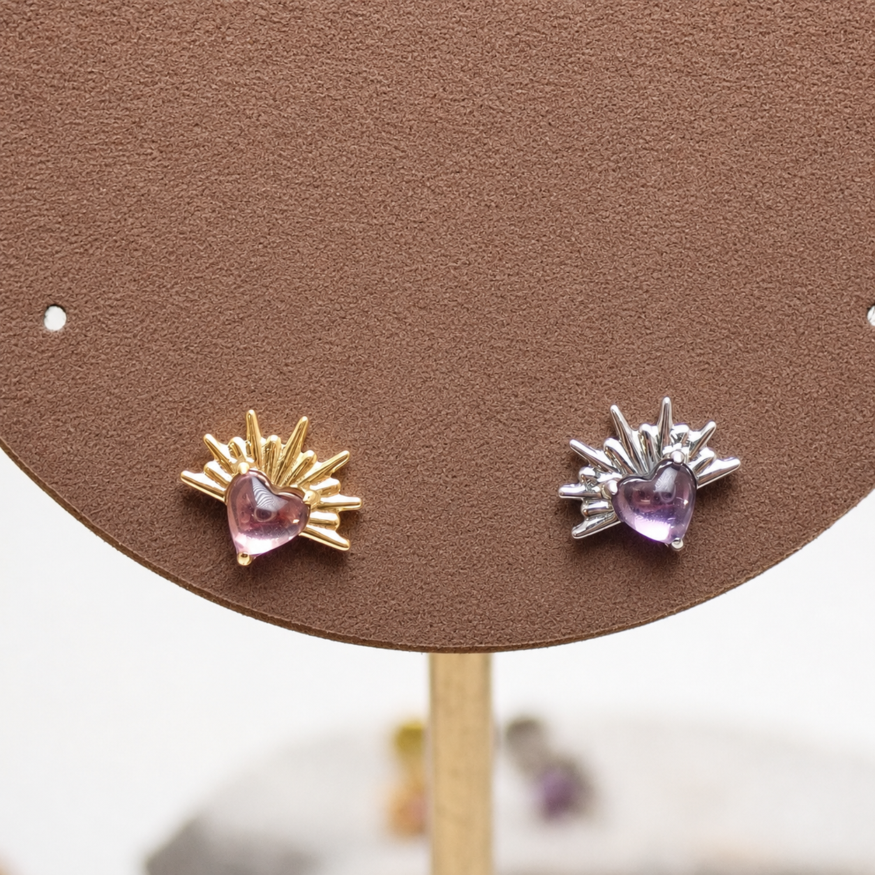 Implant Titanium Amethyst Sun Flatback Piercing, 18g/16g/14g- 0.9mm thread