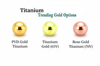 Implant Titanium Moss Agate Flatback Piercing, Internally Threaded 18g, 16g, 14g