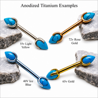 Push Fit Titanium Nipple Turquoise Piercing 16g,14g,12g