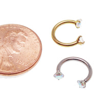 Implant Grade Titanium Horseshoe Ring, CZ Stone, Helix Septum Piercing